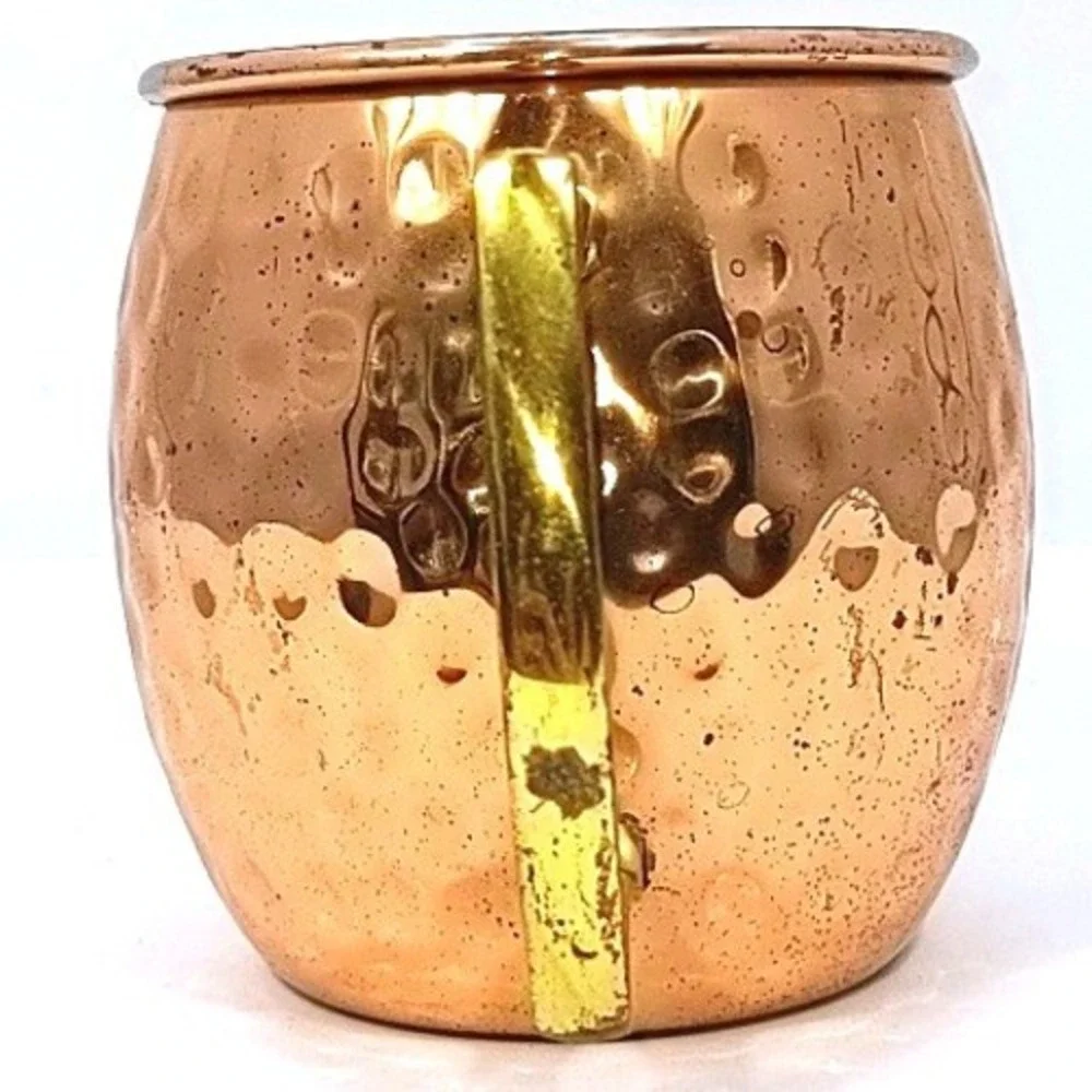 VTG Hammered 100% Solid Copper Moscow Mule Mug Brass Handle Barware Drinkware